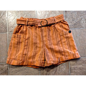 Hei Hei Anthropologie sz XS Shorts orange stripes belt cotton 4866
